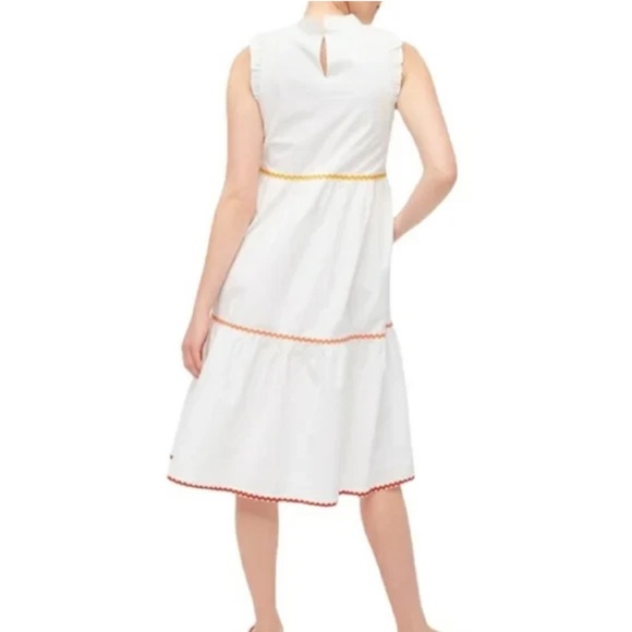 J. Crew White Midi Rickrack Trim Dress - Picture 2 of 7